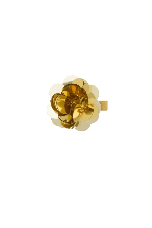 oversized hairpins for fashionable looks -Sequin Blooms Clip - Gold