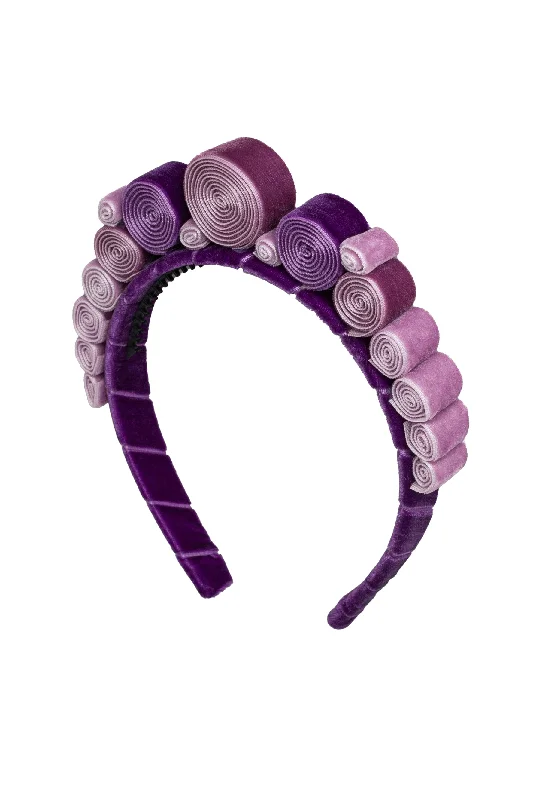 velvet headbands for cozy winter styles -Spiral Headband - Purple Velvet Blend