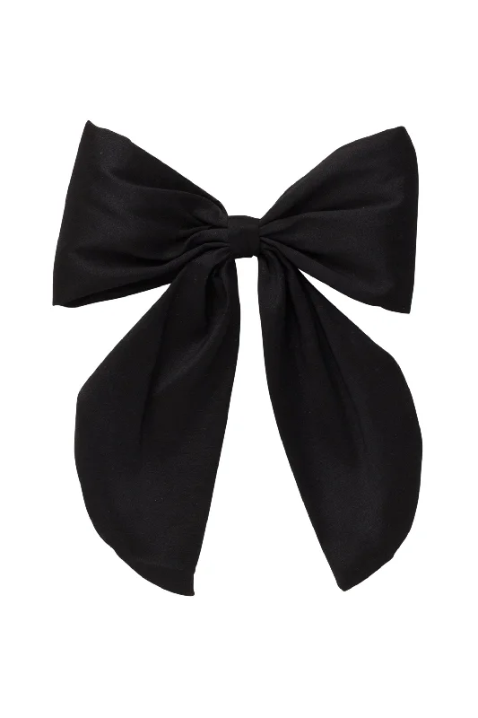 elegant hairbands for parties -The Perfect Bow Clip - Large - Taffeta - Black