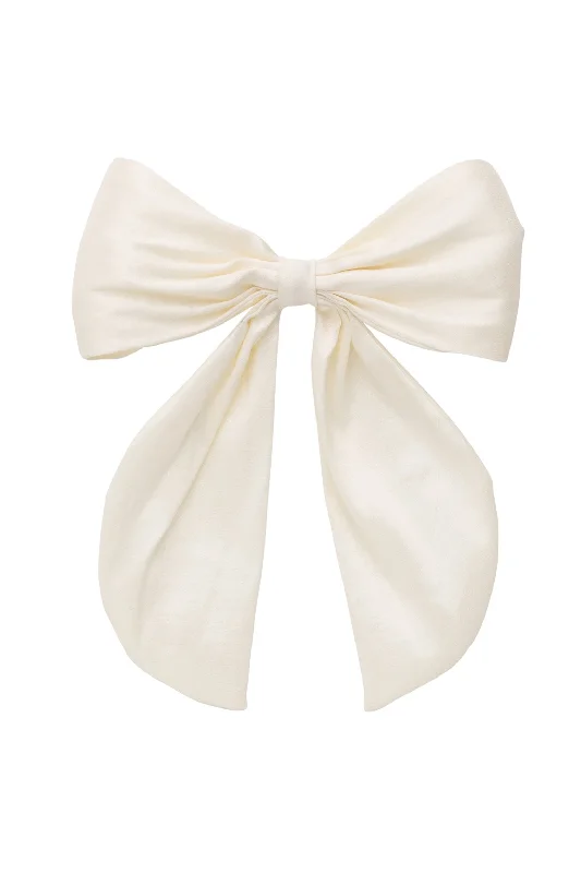 boho chic crystal hair accessories -The Perfect Bow Clip - Large - Taffeta - Ivory