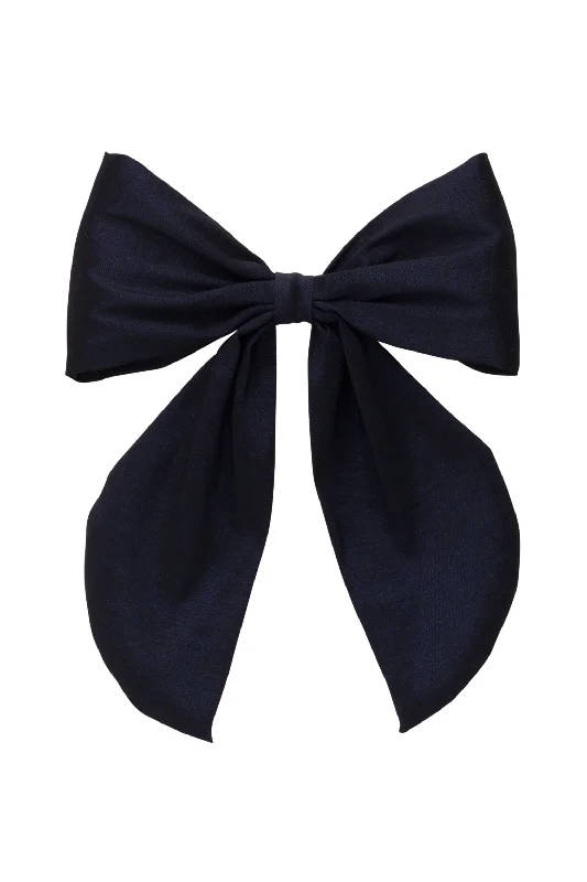 oversized metal hairpins for bold looks -The Perfect Bow Clip - Large - Taffeta - Navy