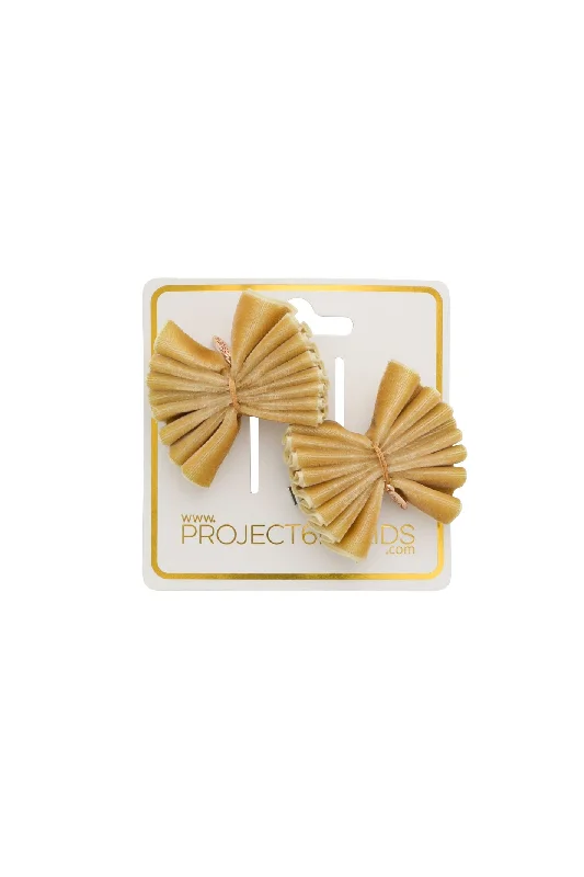 sleek metal hairpins for modern elegance -Velvet Pleated Butterfly Bow Clip Set - Golden (Handmade in the USA!)