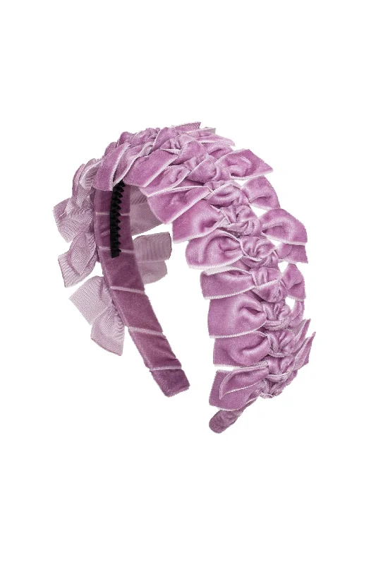 elegant satin headbands for weddings -Velvet Ties Ribbon Headband - Lilac Purple