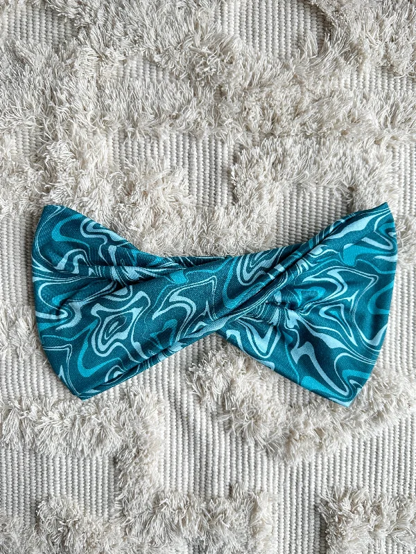 chic satin hairbands for vintage-inspired looks -Wideband - Blue Swirl