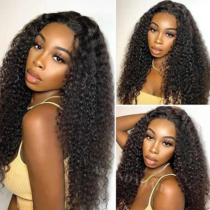 wigs for women with square face shapes -5x7 Jerry Curly Hair Undetectable Transparent HD Glueless V8  Lace Front  Wigs with Deep Hairline Free Part C Type Hairstyle