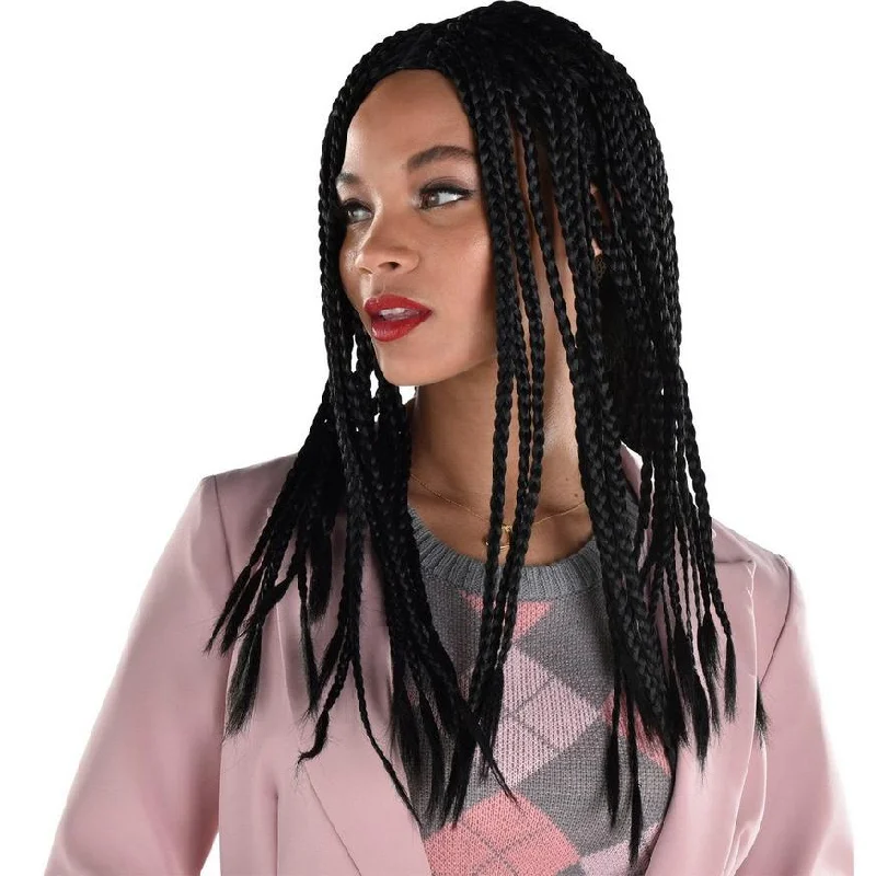 wigs for women with receding hairlines -90s Black Box Braid Wig, 20" | 1 ct