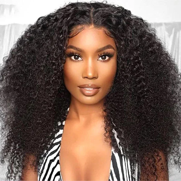 natural wigs for women with different face shapes -OQHAIR Afro Curly Hair Wear Go Glueless Wigs 4x6 Pre Cut HD Lace No Glue Needed