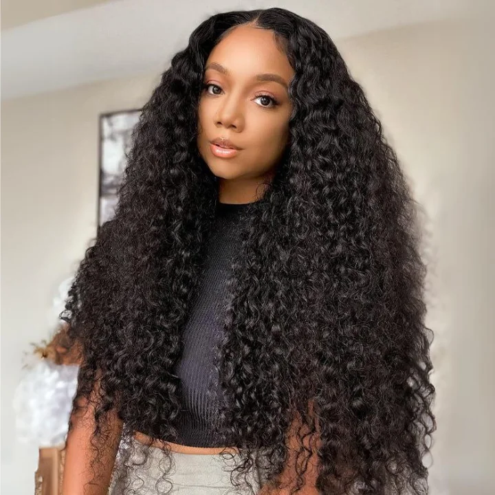 wigs for women with round faces for flattering styles -Deep Wave 13*4 Transparent Lace Frontal Best Glueless Wigs Curly Natural Hair-Amanda Hair