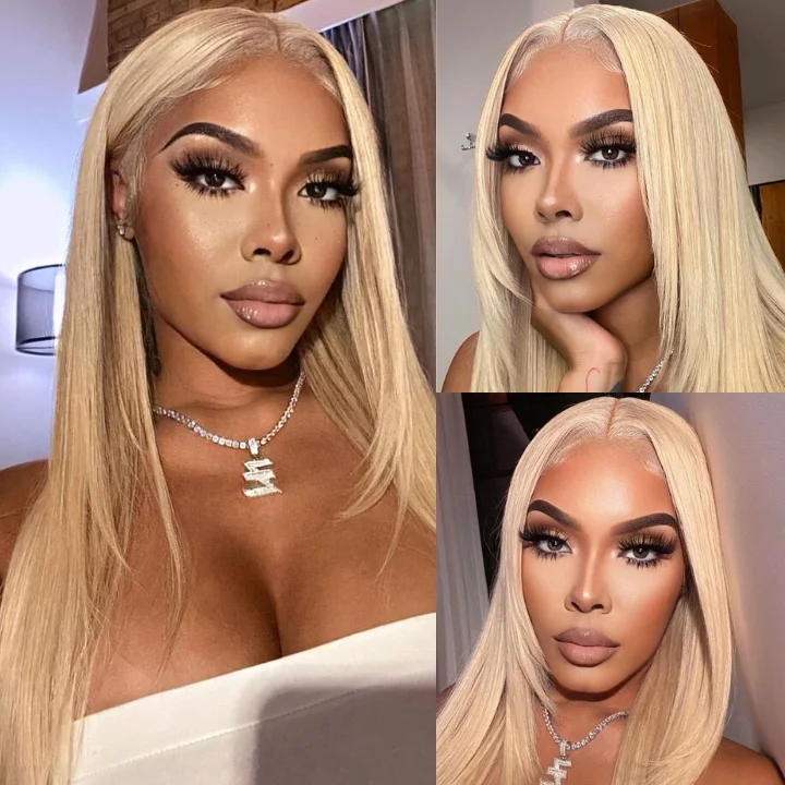 stylish lace front wigs for versatile styles -HD Transparent Lace Straight Blond Hair 613 Wigs For Women-Amanda Hair