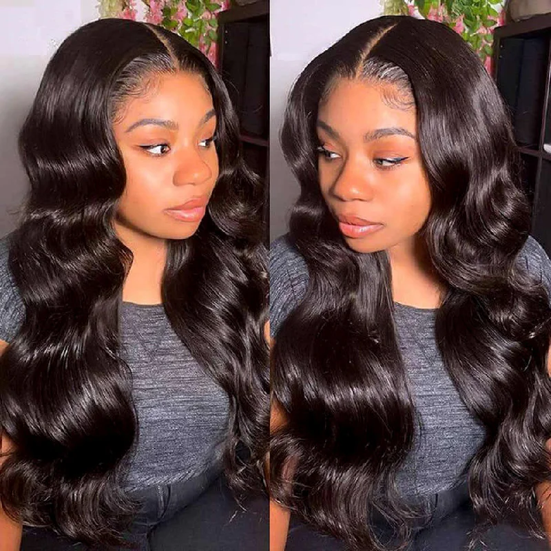 premium lace wigs for high-end style -High Quality 180% High Density 4*4 Lace Closure Body Wave Wigs Natural Color-Amanda Hair