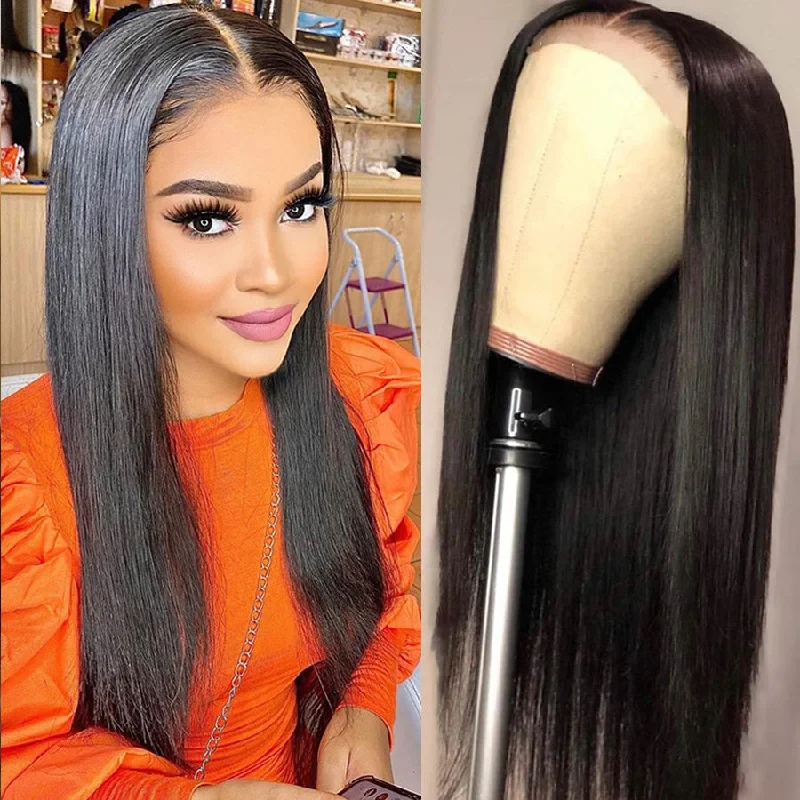 stylish lace front wigs for blending with natural hair -Preplucked Natural Hairline 4*4 Lace Closure Straight Hair Wigs-Amanda Hair