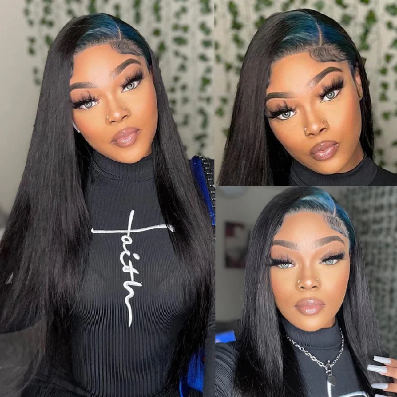 curly lace front wigs for a defined look -Billie Eilish Hairstyles Neon Blue Roots On Nature Black Hair Straight Wigs-Amanda Hair