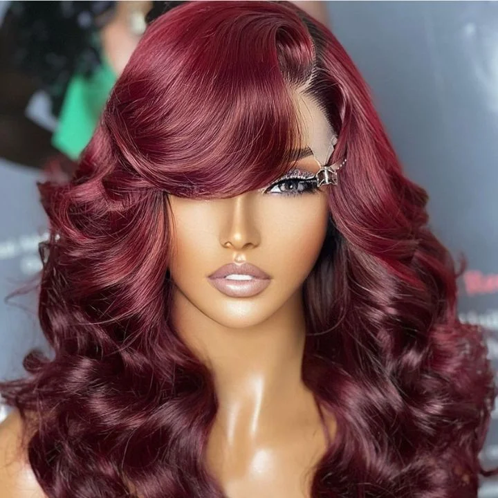 elegant long wigs for formal events -Burgundy Wigs Body Wave 13x4 Lace Front Wigs 99J Colored Wigs 4x4 HD lace closure Wigs-Amanda Hair