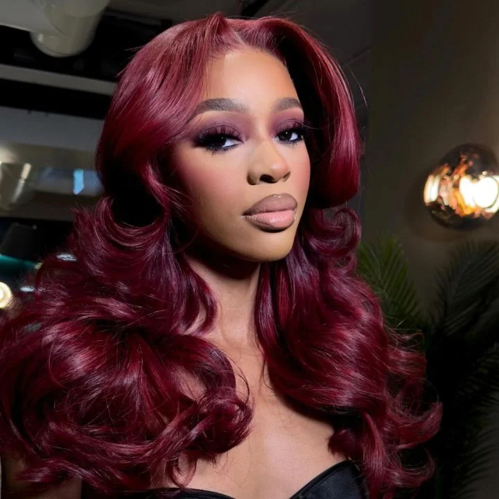 sleek straight wigs for a sophisticated look -Glueless Burgundy Wigs Body Wave 13x4 Lace Front Wigs 99J Colored Wigs 6x4 Clear Transparent lace closure Wigs-Amanda Hair