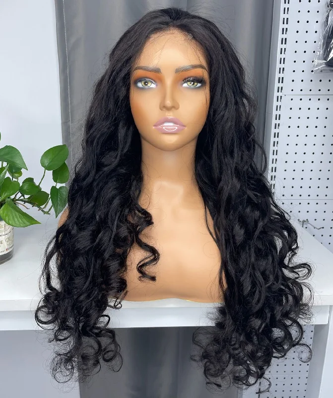 voluminous wigs for thicker hair appearance -BV Custom Closure Wig High-end HD #1B 2x6 4x4 5x5 6x6