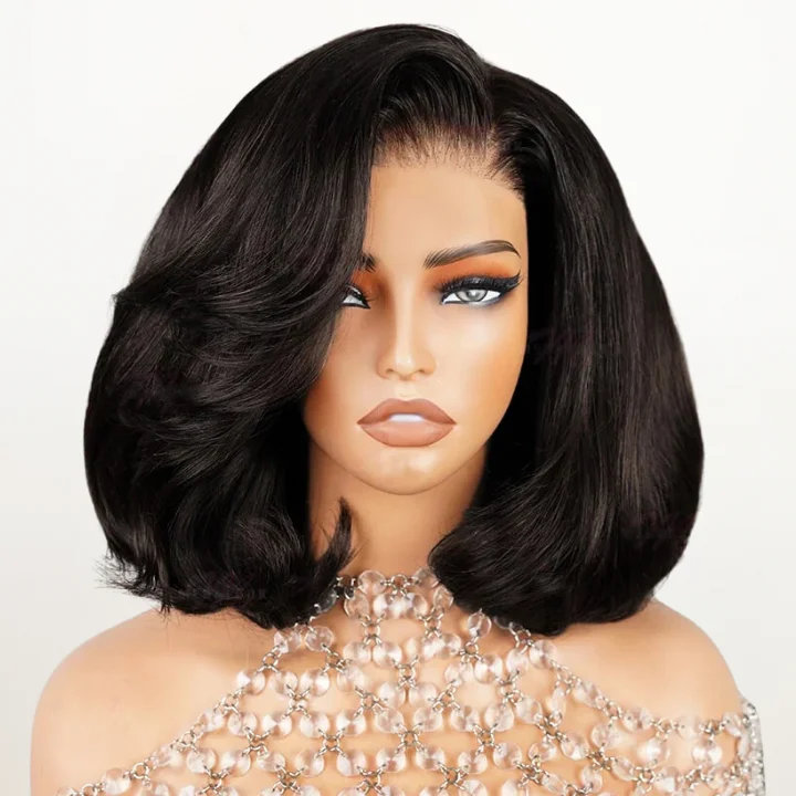 natural-looking wigs for everyday convenience -Chocolate Brown Color Glueless 13x4 Clear Transparent Lace Front Straight Bob Wigs No Code Needed-Amanda Hair