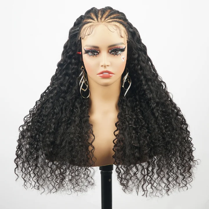 elegant long wigs for upscale styling -Deep Water Wave Lace Front Wig - Flawless Curls and Braids- Clear Transparent Lace Front/Closure Wig- Amanda Hair