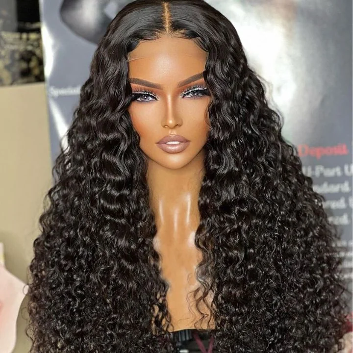 full lace wigs for natural scalp blending -Deep Wave 13*4 Transparent HD Lace Frontal Best Glueless Wigs Curly Natural Hair-Amanda Hair