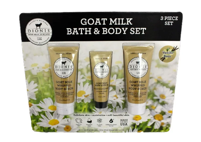 Dionis Goat Milk Bath & Body Vanilla Bean 3 Piece Set