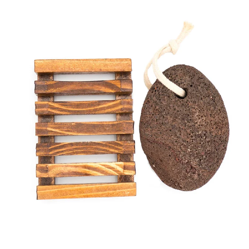 Dublin Herbalists Pumice Stone with Wooden Tray Gift Set