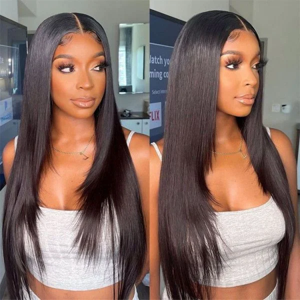 elegant long wigs for upscale styling -Extra 60% OFF| Butterfly Layered Haircut Yaki Straight 7*5 Pre Cut Lace Wig Flash Sale