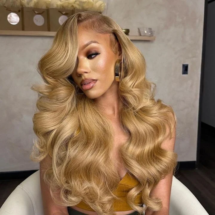 full coverage wigs for maximum scalp protection -FLASH SALE $99: Glueless Honey Blonde Body Wave 13x4 Lace Front Wigs-Amanda Hair