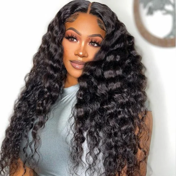 curly bob wigs for youthful and trendy style -FLASH SALE $99: Glueless Loose Deep Wave 4x4/13x4 Transparent HD Lace Wigs-Amanda Hair