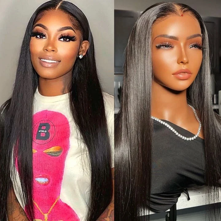 high-quality lace front wigs for flawless blending -FLASH SALE $99:  Glueless Straight Plucked Hairline 5*5 HD Lace Closure Wigs-Amanda Hair