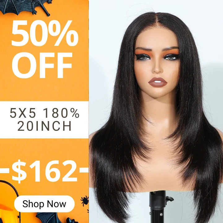 comfortable lace wigs for all-day wear -Glueless Haircut Layered Straight 5x5 Lace Closure Wigs-Clearance Flash Sale