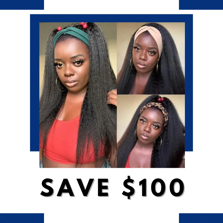 short curly wigs for playful and chic vibes -Flash Sale: Save $100, 48 Hour Only, Glueless Kinky Straight Best Headband Wig Amanda Hair