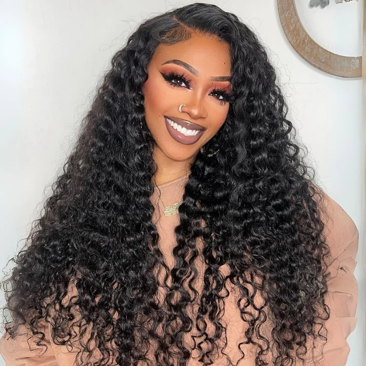 wigs for women with thinning edges -Glueless Ocean Water Wave 13*4 Clear Transparent HD Lace Front Wigs Plucked Hairline -Amanda Hair