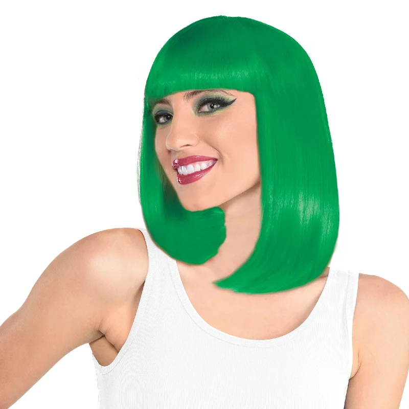 wigs for men with thickening hair to improve volume -Green Long Bob Wig | 1ct