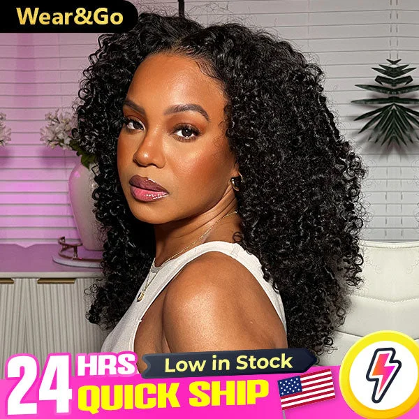 high-quality curly wigs for a flawless finish -US Warehouse Quick Ship | Kinky Curly Wear Go Wigs 4x6 HD Lace Pre Cut Lace Closure Glueless Wigs