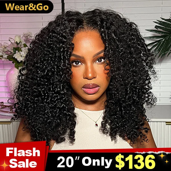 stylish wigs for bold and creative styles -Flash Sale | Kinky Curly Wear Go Wigs 4x6 HD Lace Pre Cut Lace Closure 100% Glueless Wigs