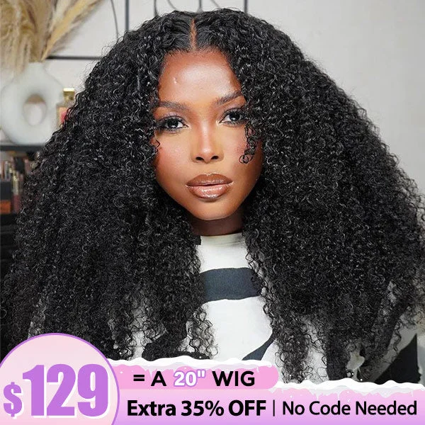 premium wigs for luxurious styling -Clearance Sale | Kinky Curly Pre-cut 6x4 HD Lace Wear Go Glueless Wigs