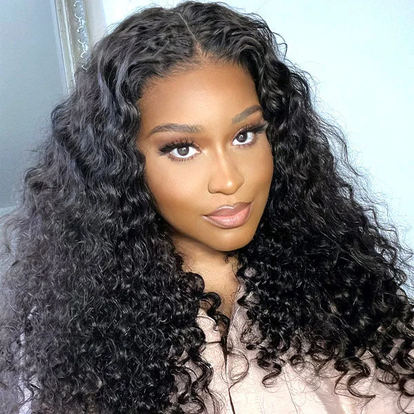 long curly wigs for a natural, textured look -OQHAIR Loose Deep Wear & Go Wigs Loose Curly 4x6 Pre Cut HD Lace Closure Glueless Wigs On Sale