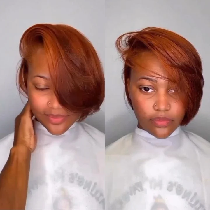 high-quality human hair wigs for natural look -Maroon Brown Straight Short Bob Lace Wigs Transparent Pre Plucked Hairline No Code Needed-Amanda Hair