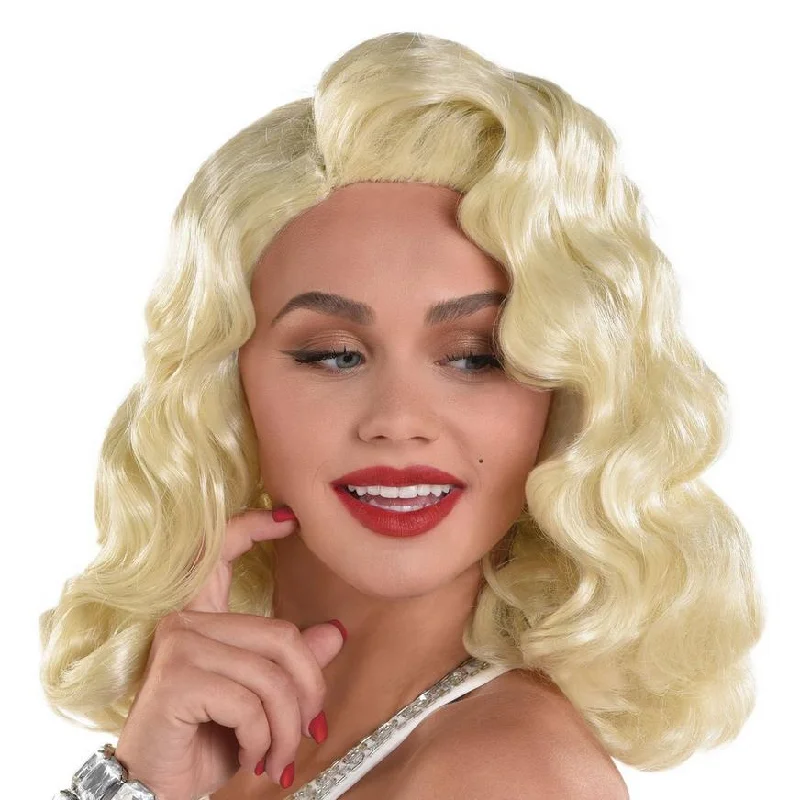 full coverage wigs for alopecia sufferers -Old Hollywood Platinum Blond Finger Wave Wig, 14in | 1 ct