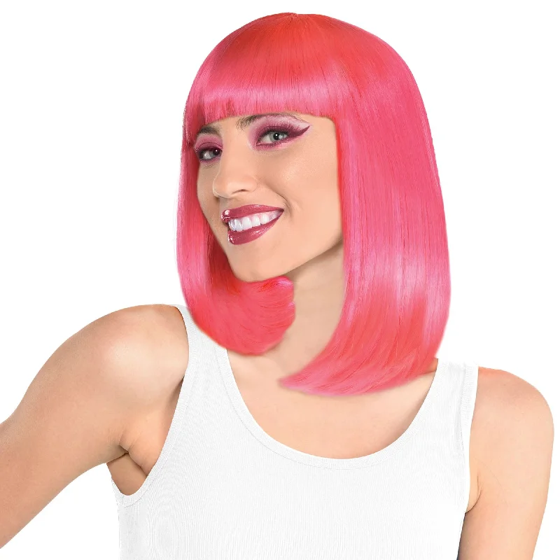 stylish lace front wigs for blending with natural hair -Pink Long Bob Wig | 1ct