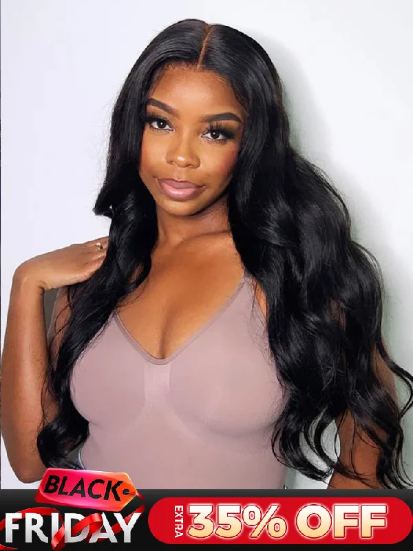 curly lace front wigs for trendy and stylish appearance -CurlyMe Pre-bleached Body Wave Hair Wear Go Glueless Wig 7x5 Pre-cut HD Lace Pre-plucked