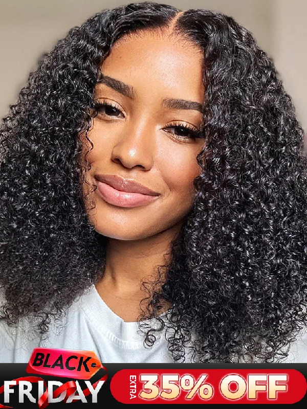 lightweight wigs for all-day comfort -CurlyMe Pre-bleached Kinky Curly 7x5 Pre-cut HD Lace Wear Go Glueless Wig