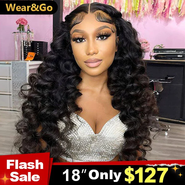 curly lace front wigs for a defined look -Flash Sale | Wand Curl Wear Go Glueless Wig 4x6 HD Lace Pre Cut Lace 100% Glueless Wig Preplucked with Natural Hairline