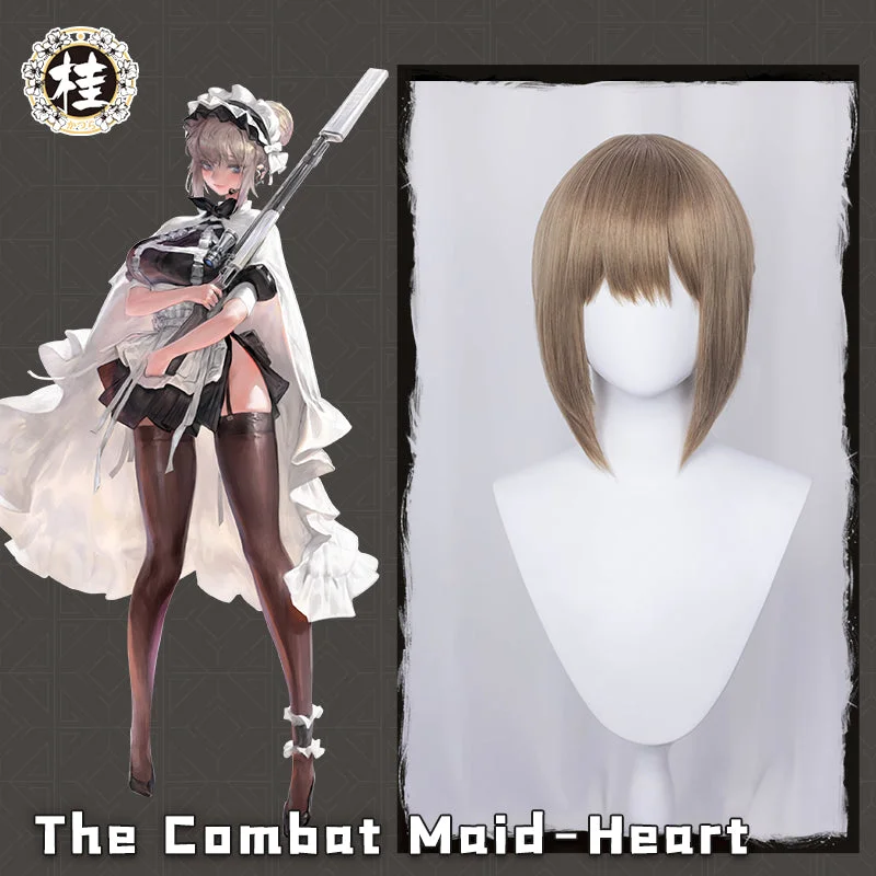 stylish lace front wigs for versatile styles -The Combat Maid Series ♥ Heart Cosplay Wig 35cm Light brown Updo Hair