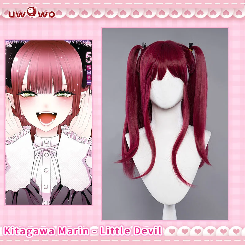 lace front wigs for everyday natural look -Uwowo Anime My Dress-Up Darling Marin Kitagawa Little Devil Cute Sexy Cosplay Wig Pink Long Hair