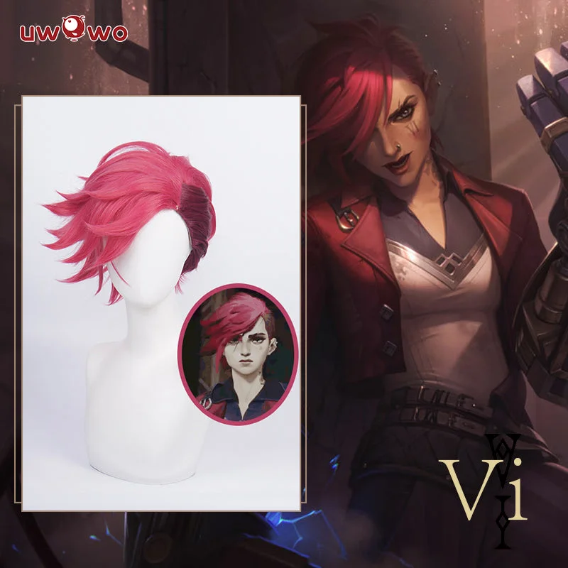 lightweight wigs for comfort during long wear -Uwowo Game League of Legends Cosplay LOL Vi Cosplay Wig  LOL Arcane Young Ver Vi Wig