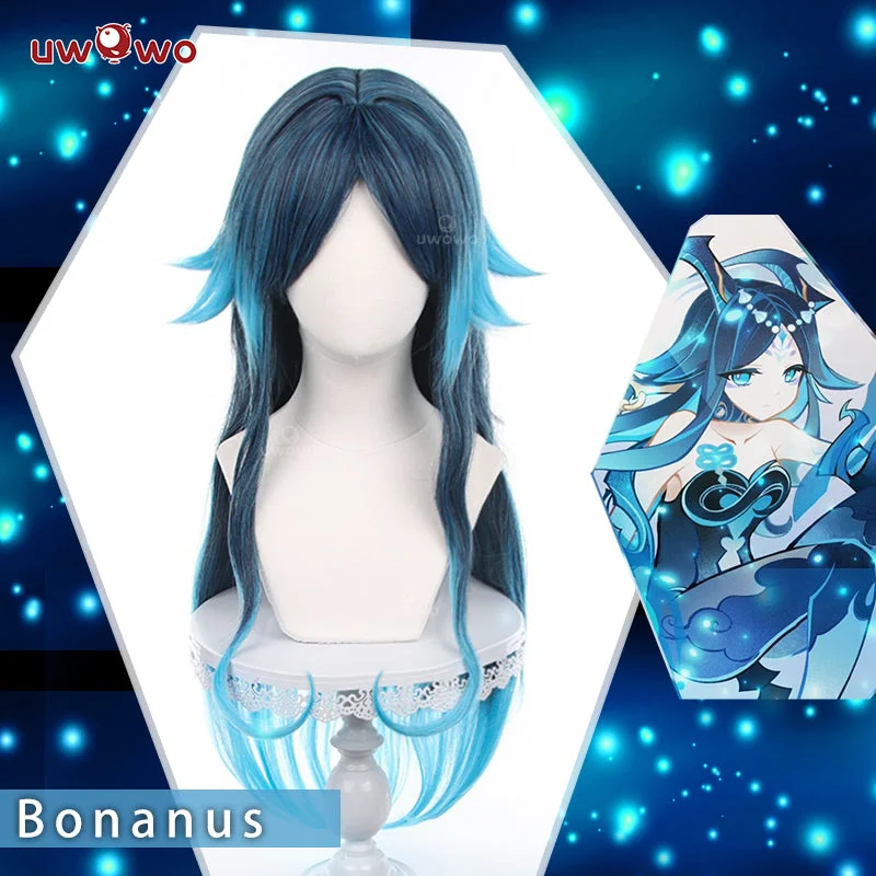 voluminous curly wigs for a bouncy look -Uwowo Genshin Impact: Bonanus Hydro Yakshas Liyue Female Cosplay Bonanus wig