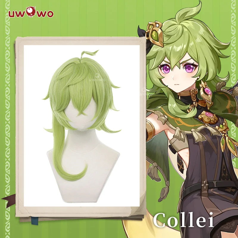 affordable wigs for everyday use -Uwowo Genshin Impact: Collei Girl Sumeru Dendro Avidya Forest Ranger Trainee Cosplay Wig Collei Wig