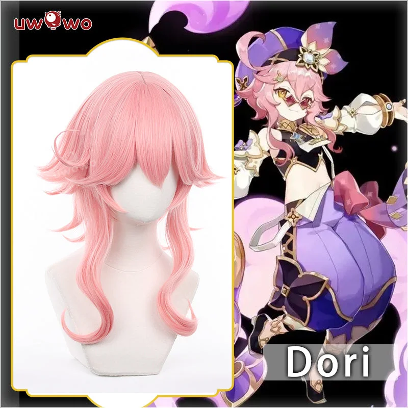 synthetic lace wigs for an affordable alternative -Uwowo Genshin Impact: Dori Loli Sumeru Merchant Electro Cosplay Wig Dori Wig