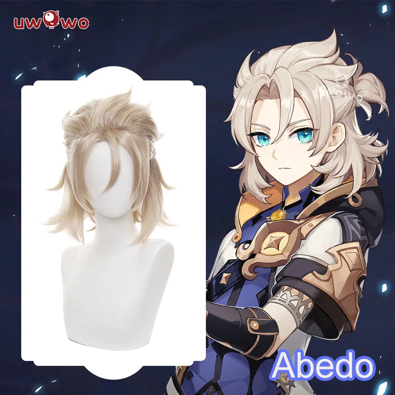 wigs for women with thinning edges -【Pre-sale】Uwowo Genshin Impact Fanart Abedo Cosplay Wig Abedo Wig Short Hair