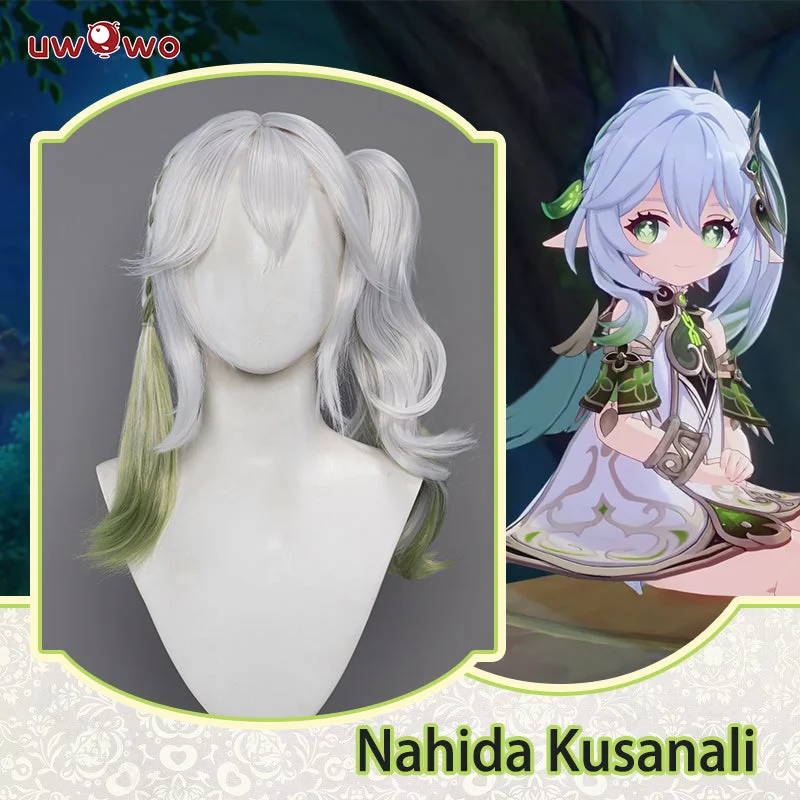 premium wigs for professional and elegant looks -Uwowo Genshin Impact: Nahida Sumeru Dendro Archon God Loli Cosplay Wig Hahida Wig